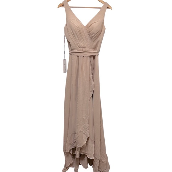 JJ’s House NWT Chiffon Maxi Dress In Champagne Size US 4 - Picture 1 of 9